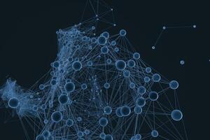 Gene lines and nodes, biological gene structure, 3d rendering. photo