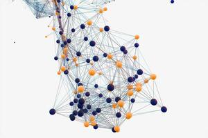 Gene lines and nodes, biological gene structure, 3d rendering. photo