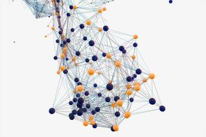 Gene lines and nodes, biological gene structure, 3d rendering. photo