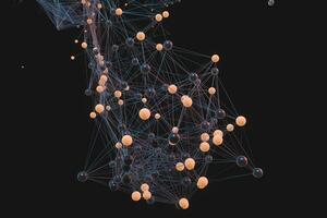 Gene lines and nodes, biological gene structure, 3d rendering. photo