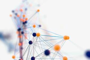 Gene lines and nodes, biological gene structure, 3d rendering. photo