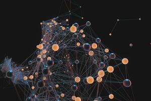 Gene lines and nodes, biological gene structure, 3d rendering. photo