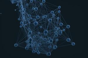 Gene lines and nodes, biological gene structure, 3d rendering. photo