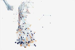 Gene lines and nodes, biological gene structure, 3d rendering. photo