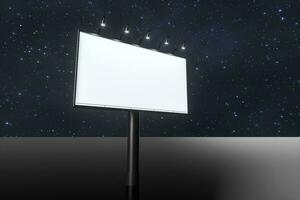 3d rendering, blank advertising board In the night scene photo