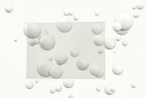 3d rendering, white balls with frame in the middle. photo