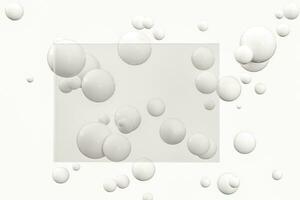 3d rendering, white balls with frame in the middle. photo