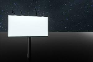 3d rendering, blank advertising board In the night scene photo