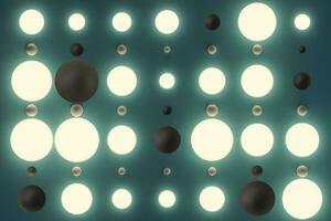 un montón de repitiendo esferas y muro, 3d representación. foto