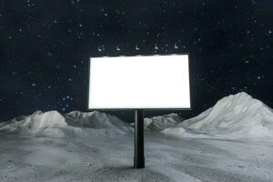 3d rendering, blank advertising board In the night scene photo