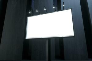 3d rendering, blank advertising board In the night scene photo