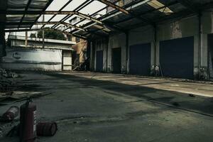 The abandoned industrial building. Fantasy interior scene. photo