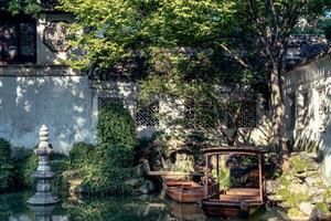the autumn in the traditional park in China photo