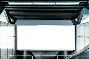 The blank billboard in the underground, poster template. photo