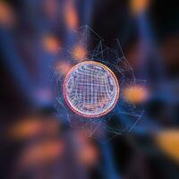 Colorful background and grid of atoms, 3d rendering photo