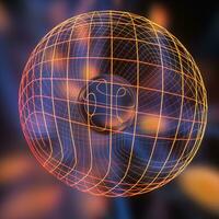 Colorful background and grid of atoms, 3d rendering photo