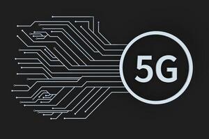 3d representación, 5g fuente y circuito antecedentes foto