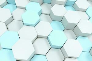 3d rendering, white hexagon cubes. photo