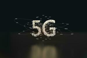 5G font design, 3d rendering photo