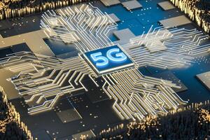 3d representación, 5g fuente y circuito antecedentes foto