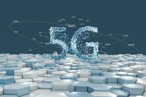 5G font design, 3d rendering photo