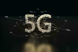 5G font design, 3d rendering photo