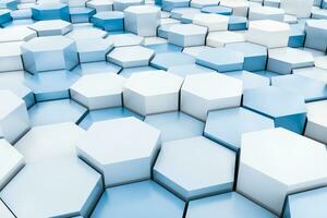 3d rendering, white hexagon cubes. photo