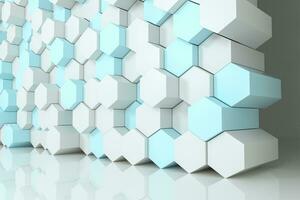 3d rendering, white hexagon cubes. photo