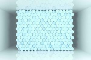 3d rendering, cyan hexagon cubes. photo