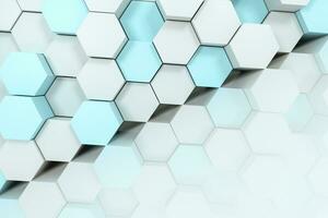 3d rendering, white hexagon cubes. photo