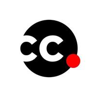 CC brand name icon illustration with red dot. vector