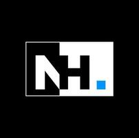 Nueva Hampshire empresa nombre inicial letras icono con negro y azul colores. vector