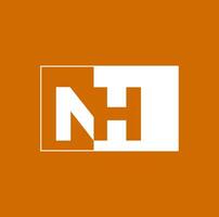 Nueva Hampshire empresa nombre inicial letras icono con naranja color. vector