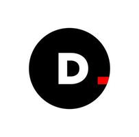 D brand name vector icon with red dot.