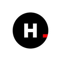 H brand name vector icon with red dot.