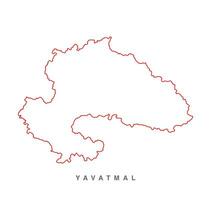 Yavatmal the Dist of Maharashtra vector map line drawing..