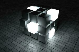 3d rendering, creative cubes with sense of science and technology photo