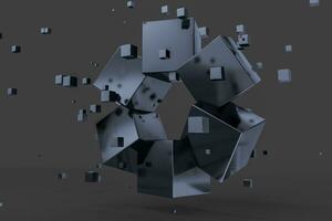 3d rendering, creative cubes with sense of science and technology photo