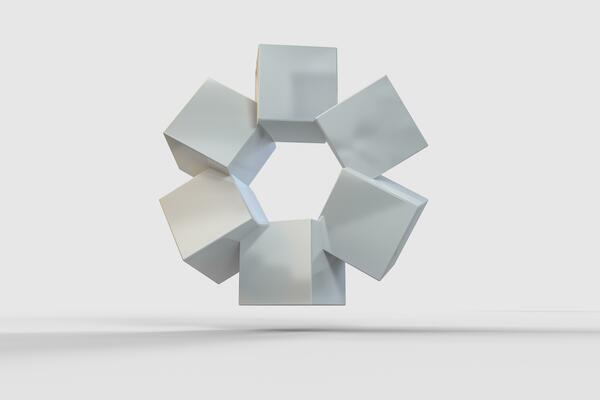 3d rendering, creative cubes with sense of science and technology