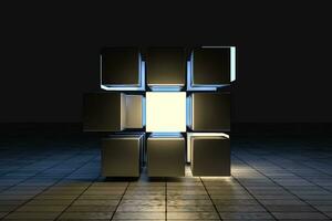 3d rendering, creative cubes with sense of science and technology photo