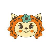 60s hippie gato vector