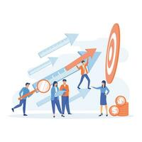 mobile application development and design process concept, business team working together, flat vector modern illustration