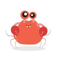 Cute and Funny Crab Cartoon Character Isolated In White Background. Funny Crab Illustration, Cute Red Crab. vector