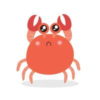 Cute and Funny Crab Cartoon Character Isolated In White Background. Funny Crab Illustration, Cute Red Crab. vector