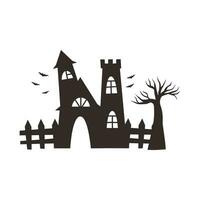 Haunted House Silhouette Illustration Isolated In White Background vector