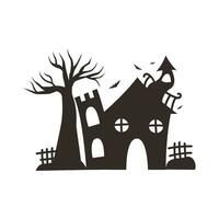 Haunted House Silhouette Illustration Isolated In White Background vector