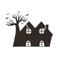 Haunted House Silhouette Illustration Isolated In White Background vector