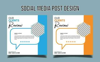 Customer feedback review or testimonial social media post template. Customer feedback testimonial social media post web banner layout. client testimonials social media post or web banner template vector