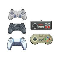 console stick controller in pixel art style vector