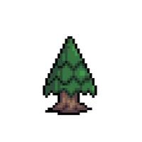 spruce tree in pixel art style vector